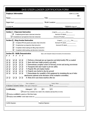 skid steer evaluation form|SKID STEER LOADER CERTIFICATION FORM .